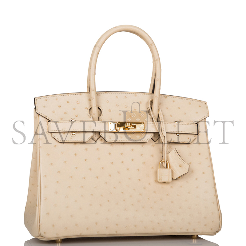 HERMÈS MASTER BIRKIN 30 OSTRICH GOLD HARDWARE (30*23*15cm)